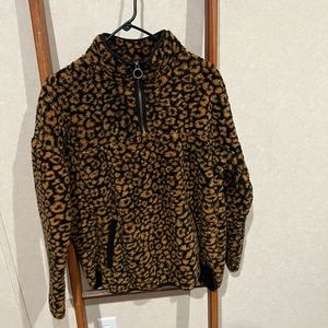 Cheetah quarter zip Sherpa